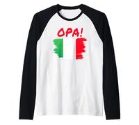 OPA! Funny Traditional Greek Italian Flag Quote Manche Raglan