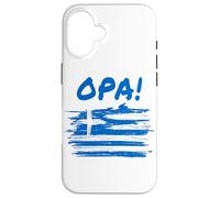OPA! Funny Traditional Greek Party Quote & Flag of Greece Coque pour iPhone 16