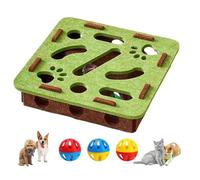 Opaeroo Boîte d'enrichissement de Puzzle à gratter pour Chat, avec 3 Boules de Cloche et bâton Amusant pour Chats, avec Structure à mortaise et Tenon pour Un Nettoyage Facile Green Square