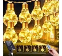 OPAHUTER 5M Guirlande Guinguette Exterieur Solaire, 10 LED Ampoules Guirlande Lumineuses Solaires Exterieur, 149LEDs 8 Modes Étanche Guirlande Solaire Exterieu pour Jardin Terrasse Mariage Noël