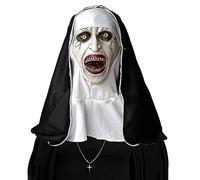 OPAHUTER Masque de nonne effrayant d'Halloween avec foulard, masque de nonne réaliste en latex, unisexe pour adultes, enfants (plus âgés), département adulte, parfait pour les fêtes d'Halloween, les