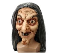 OPAHUTER Masque de Sorcière d'Halloween, Vieille Sorcière Intégral avec Cheveux, Masque en Latex Effrayant pour Halloween, Carnaval, Fête Costumée