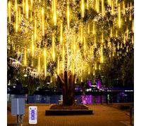 OPAHUTER Solaire Météores Pluie Lumières, 240 LEDs Eclairage Météore Douche Lumière, 30 cm 10 Tubes Étanches Pluie De Météores Lumières LED pour Noël Mariage Soirée Maison Arbre Sapin Jardin