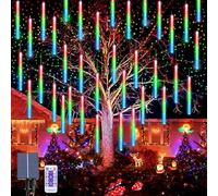 OPAHUTER Solaire Météores Pluie Lumières, 240 LEDs Eclairage Météore Douche Lumière, 30 cm 10 Tubes Étanches Pluie De Météores Lumières LED pour Noël Mariage Soirée Maison Arbre Sapin Jardin