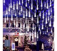 OPAHUTER Solaire Météores Pluie Lumières, 240 LEDs Eclairage Météore Douche Lumière, 30 cm 10 Tubes Étanches Pluie De Météores Lumières LED pour Noël Mariage Soirée Maison Arbre Sapin Jardin