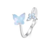 OPAL Butterfly Rogue ouverte réglable Anneau 925 Énoncé d'empilement plaqué d'or en argent sterling Gol