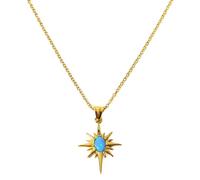 Opal Necklace, Dainty White and Blue Opal Star Pendant, North Star Layering Necklaces, Vintage Natural Birth Stone Jewelry Gifts (Cosmic Blue)