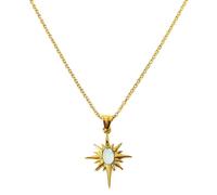 Opal Necklace, Dainty White and Blue Opal Star Pendant, North Star Layering Necklaces, Vintage Natural Birth Stone Jewelry Gifts (Icy White)
