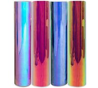 Opale holographique Feuilles en vinyle 30,5 x 30,5 cm | Craft en vinyle adhésif Bundle | Cricut Expression Explorer, Silhouette Cameo, Signes, autocollants en vinyle Styletech (Opale) (Bleu, Rose, Blanc et Jaune, 4-pack)