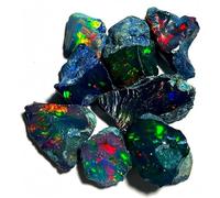 Opale noire brute 25 carats - Pierre de feu Welo éthiopienne certifiée AAA Pierre précieuse brute naturelle sélectionnée à la main pour la fabrication de bijoux, la guérison, le culbutage et les