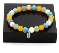 Opale rose + aigue-marine + agate jaune + péridot Bracelet de perles 8 mm