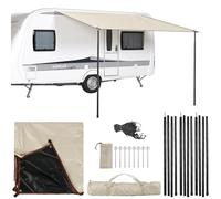 Opaltool Auvent pour Remorque et Camping-Car, auvent de 2,5m x 4m pour Caravane avec haubans, poteaux de Soutien et piquets, adapté aux Rails d'auvent de 4,3/6,2/7 mm