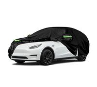 Opaltool Bâche pour Voiture Exterieur pour Tesla Model Y 2020-2025, 4 Couches Housse de Protection Impermeable Anti UV Neige Poussière avec Fermeture éclair de Porte Latérale