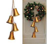 Opaltool Clochette de Noël, 4 pièces Cloche Suspendue Vintage en Laiton à Suspendre pour Décorer Le Sapin de Noël ou Les Poignées de Porte