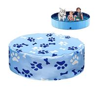 Opaltool Couverture de Piscine pour Chien, Motif Patte de Chien Bâche Protection pour Piscine Ronde Protection UV Pliable pour Chats Chiens Animaux de Compagnie Enfants Intérieur Extérieur