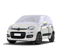 Opaltool Demi Housse pour Voiture Exterieur pour 2003-2023 F-iat Panda, Argent Demi Bache Voiture Exterieur avec Crochets Ajustables et Bouchons d'oreilles