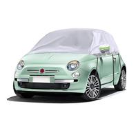 Opaltool Demi Housse pour Voiture Exterieur pour 2007-2023 F-iat 500, Argent Demi Bache Voiture Exterieur avec Crochets Ajustables et Bouchons d'oreilles