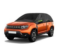 Opaltool Demi Housse pour Voiture Exterieur pour 2010-2023 Dacia Duster, Noir Demi Bache Voiture Exterieur avec Crochets Ajustables et Bouchons d'oreilles