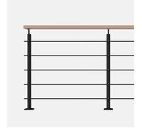 OPALU - Kit garde-corps noir avec main courante hêtre 2m à plat