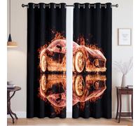 Opaque à Oeillets Rideau Isolant et Anti Froid et Chaleur Design Cool Motif De Voiture De Sport Rideau Occultant pour Salle à Manger Salon Chambre à Coucher, Noir, 140L x 160H cm, 2 Panneaux