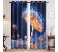 Opaque à Oeillets Rideau Isolant et Anti Froid et Chaleur Plantes Fantastiques Champignons Rideau Occultant pour Salle à Manger Salon Chambre à Coucher, Couleur, 140L x 160H cm, 2 Panneaux