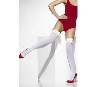 Opaque Bas Auto Fixant Blanc Bas avec Noeud Femme Déguisement Robe Bas Sexy