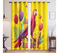 Opaque Isolation UV Decoration Chambre Rideau Occultant Thermique Isolant Jaune Rouge Animaux Ballons Cadeaux 175 x 280cm pour Le Salon, la Chambre et Le Bureau