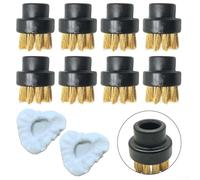 Opatiny Accessoires pour nettoyeur vapeur Dupray : 8 brosses rondes et 2 tampons lavables en microfibre