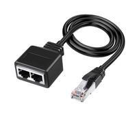 Opatiny Adaptateur de câble réseau RJ45 1 vers 2 ports Ethernet Splitter pour partage DSL pour modem et câbles, contacts plaqués or avec blindage métallique, boîtier en plastique, noir