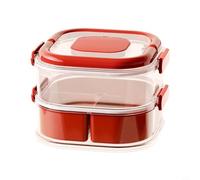 Opatiny Boîte à goûter divisée rouge avec joint en silicone, pour grande capacité résistante à la poussière, assiette de fruits à noix, Nouvel An, salon, 19,7 x 14,7 cm (rouge)