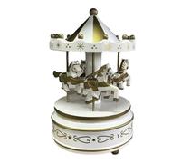 Opatiny Boîte à musique carrousel classique pour adultes et enfants, cheval rotatif en bois avec mélodieuse, 20,3 x 10,2 x 10,9 cm, vert/rouge