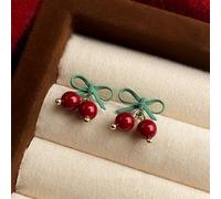 Opatiny Boucles d'oreilles à tige Fresh for Cherry - Boucles d'oreilles de Noël simples avec cloches et boucles d'oreilles