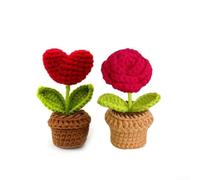 Opatiny Bouquet de fleurs artificielles crochetées faites à la main pour la fête des mères, les anniversaires, les remises de diplômes, décoration qui ne se décolore pas