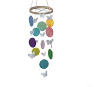 Opatiny Carillon éolien en coquillage et papillon 35 cm - Décoration de jardin bohème pour intérieur et extérieur (coloré)