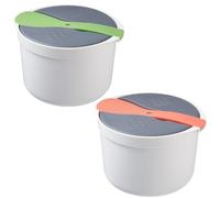 Opatiny Cuiseur à riz portable pour micro-ondes et cuiseur vapeur pour légumes, pâtes, soupes, compact 18 x 18 x 13 cm, multi-usage avec passoire, matériau PP sans BPA