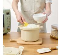 Opatiny Cuiseur à riz pour micro-ondes, cuiseur vapeur portable pour riz, pâtes, légumes, 20,5 x 11 x 14,7 cm, passe au lave-vaisselle, beige