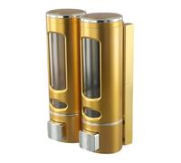 Opatiny Distributeur de savon mural à double tête pour salle de bain, gel douche et shampooing avec bouton poussoir, or rose, noir, or, finition galvanisée