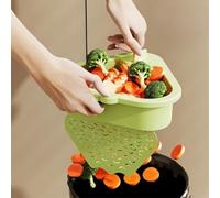 Opatiny Égouttoir d'angle pour évier de cuisine avec mécanisme de vidage automatique, panier égouttoir avec trou de vidange pour déchets alimentaires et rangement d'éponges, 25,5 x 22 x 9 cm, vert