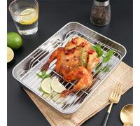 Opatiny Ensemble de rangement pour four et réfrigérateur avec plaque de cuisson en acier inoxydable, grille de refroidissement et couvercle en polypropylène, passe au lave-vaisselle, finition miroir