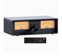 Opatiny ET30 Commutateur de haut-parleur 2 en 2 sorties avec double compteur VU analogique, sélecteur audio à distance Noir