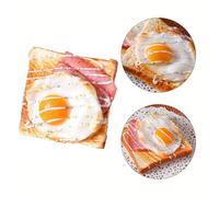 Opatiny Faux œuf toast pain modèle 11,5 x 3,5 cm Faux accessoires alimentaires pour décoration de gâteau, vitrine, fête et décorations festives (lot de 1)