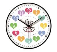 Opatiny Horloge murale silencieuse pour apprendre à lire l'heure, décoration de salle de classe éducative avec design coloré, 30,5 cm, horloge murale sans tic-tac pour chambre à coucher et école