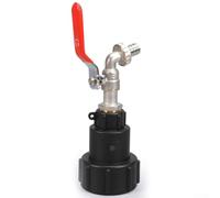 Opatiny IBC Adaptateur de récipient S60 x 6 filetage en métal avec robinet à boisseau sphérique 1/2 3/4" pour connexion de réservoir d'eau extérieur (laiton)