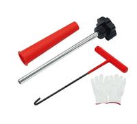 Opatiny Kit d'installation de noyau de valve pour réparation de pneus - Outil de retrait de crochet en T avec tige de poussée, tube de localisation conique et gants, ensemble de 4 pièces