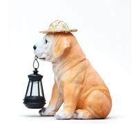 Opatiny Lampe solaire d'extérieur en résine pour jardin avec fonctionnement automatique du crépuscule à l'aube, 16 x 10 x 19 cm, jaune