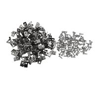 Opatiny Lot de 100 clips de clôture en acier inoxydable - 19 x 10 mm - Avec vis pour fil de 4 mm - Fixations de montage en forme de R pour clôtures en vinyle, bois, métal