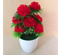 Opatiny Lot de 12 bonsaï artificielles avec pot - Chrysanthèmes artificiels en soie pour matériau - Ne se décolore pas - Décoration de table pour la maison et le bureau - Rouge/rose/jaune/rose clair