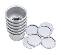 Opatiny Lot de 12 moules ronds de 5,1 cm pour mini gâteau, en alliage d'aluminium robuste avec base amovible pour muffins, pudding