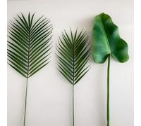 Opatiny Lot de 2 feuilles d'areca artificielles pour décoration de maison, mariage, feuillage tropical vert réaliste, grand format 70 x 20 cm, plastique