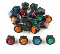 Opatiny Lot de 20 interrupteurs à bascule lumineux 12 V SPST pour véhicule maritime à bascule rond avec LED, trou de montage de 20 mm